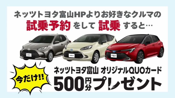 NETZ de 試乗 キャンペーン開催中！【ネッツ富山おすすめ車アクア】