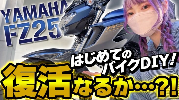 【バイク女子】ひとりでバッテリー交換に初挑戦！コラボツーリングのお誘い、お待ちしてます！？　【逆輸入車】YAMAHA FZ25 250cc