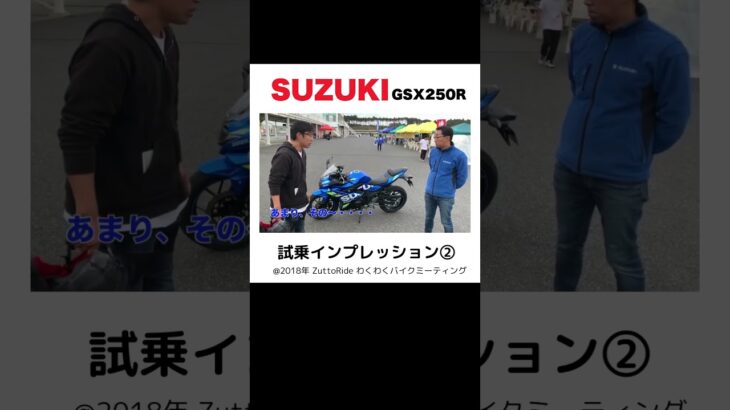 SUZUKI GSX250R  試乗インプレッション② ＠ZuttoRide わくわくバイクミーティング #バイク#SUZUKI #gsx250r