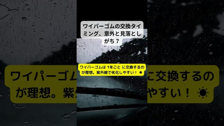 ワイパーゴムの交換タイミング、意外と見落としがち？