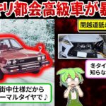 【超危険】タイヤ交換しない都会の高級車が雪道で事故…にわかすぎるドライバーの末路【ずんだもん＆ゆっくり解説】