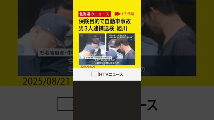 旭川　保険金目的で２０代の男性に故意に自動車事故を起こさせ警察官の業務を妨害した疑いで男３人逮捕送検