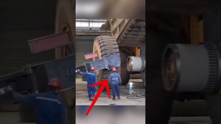 鉱用車のタイヤ交換