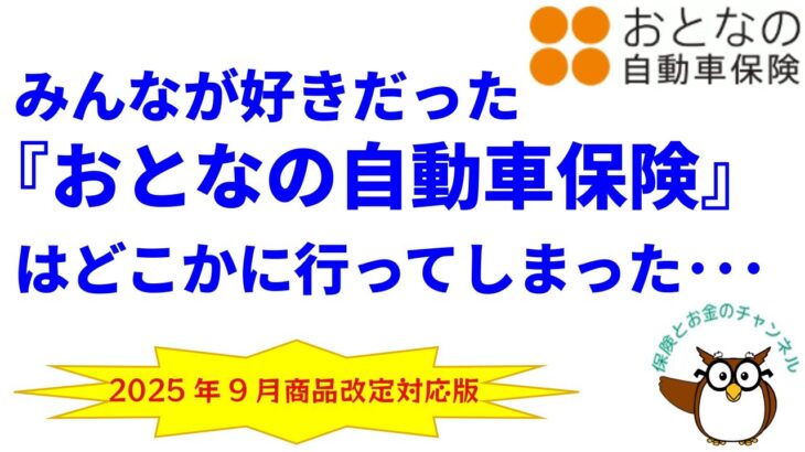 みんなが好きだった『おとなの自動車保険』はどこかに行ってしまった･･･【2025年9月改定を反映した最新版】