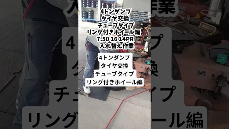 4トンダンプ タイヤ交換  チューブタイプ リング付きホイール編　7.50 16 14PR  入れ替え作業手順　 #車 #ガソリンスタンド #タイヤ入れ替え#タイヤ交換#4トンダンプ #ホイール