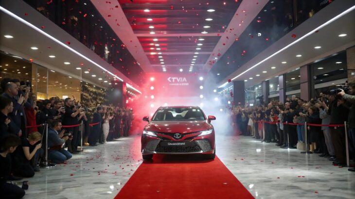 「ロシアでトヨタ・カムリの豪華プレミア公開 🇯🇵✨ 有名人が集まるトップショールームで発表！」