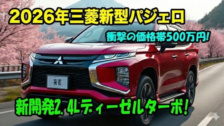 三菱新型パジェロフルモデルチェンジ２０２６年登場、衝撃の価格帯500万円！新開発2.4Lディーゼルターボ204馬力搭載