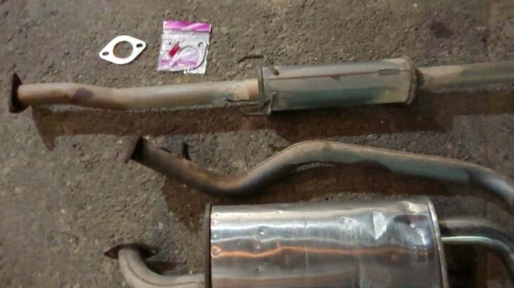 2025 シビック EF9 自宅でマフラー交換 しかし 純正マフラーは合わなかった 5zigen FUJITSUBO