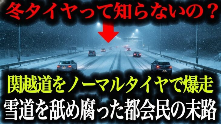 【超危険】都会の高級車が雪道で事故…タイヤ交換しない人の悲惨な末路【車解説】