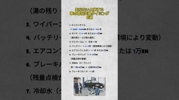 知らないと損する車の部品交換タイミング8選                           #車 #自動車 #メンテナンス