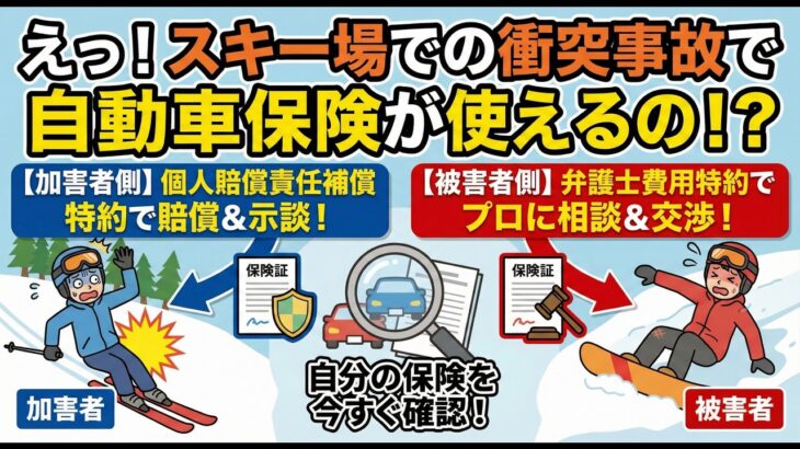 車じゃないのに自動車保険が出る？スキー・スノボ事故で「絶対に必要な特約」と「使えない落とし穴」