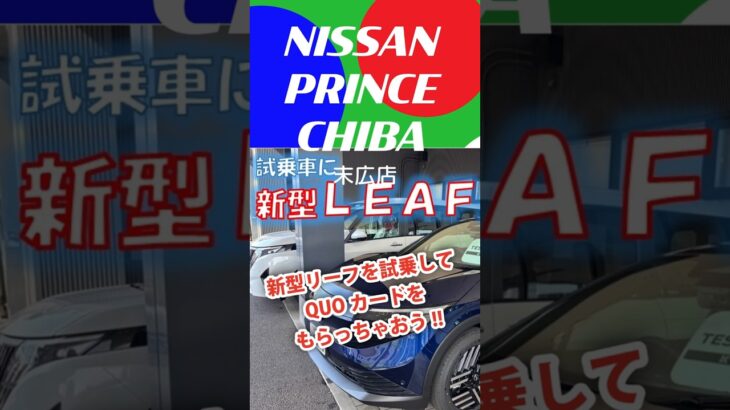 新型リーフを試乗して **QUOカード** をもらっちゃおう!!