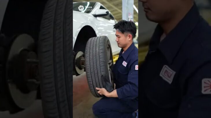 日本の整備士のタイヤ交換 🔧 • Japanese Mechanic Tire Change #ai動画 #marvel #sora #movie #aivideo