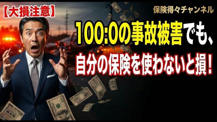 【損してない？】過失10:0の被害者でも「自分の自動車保険」を使わないと大損する理由。不払い問題の裏側をプロが暴露！　保険得々チャンネル