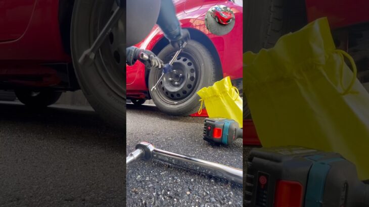 新潟市中央区で出張タイヤ交換🛞　　　　車種はアクア🚗「お店に行く時間がない…」そんな方へ！ご自宅・職場まで伺って　　　スピード交換⚡️プロの技術で安心・丁寧に対応します💪