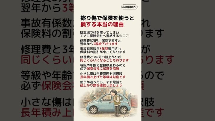 擦り傷で保険を使うと損する本当の理由 #自動車保険 #シニアの知恵