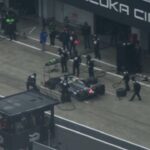 スーパーフォーミュラのタイヤ交換を空撮