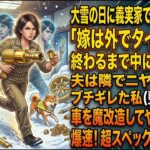 大雪で「嫁は外で5台分のタイヤ交換！」と追い出された整備士の私が車を魔改造して見せた大逆転