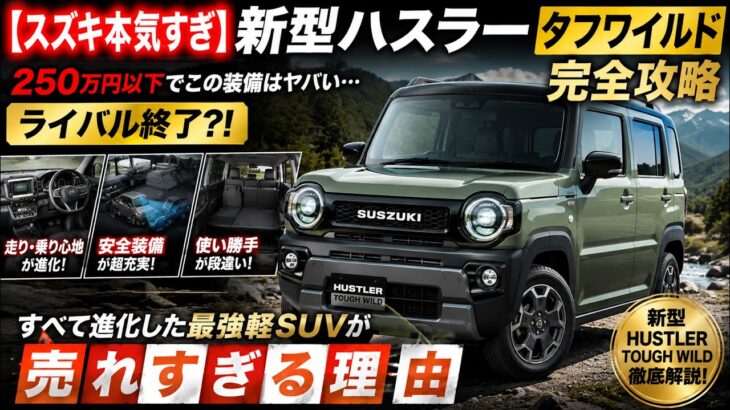 【スズキ本気すぎ】新型ハスラー タフワイルド完全攻略｜250万円以下でこの装備はヤバい…ライバル終了?! 走り・乗り心地・安全装備すべて進化した最強軽SUVが売れすぎる理由