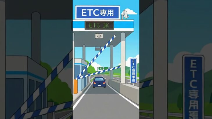 【高速道路ETCレーン】料金所を通過する車とETC専用ゲート｜交通・自動車・インフラ動画素材