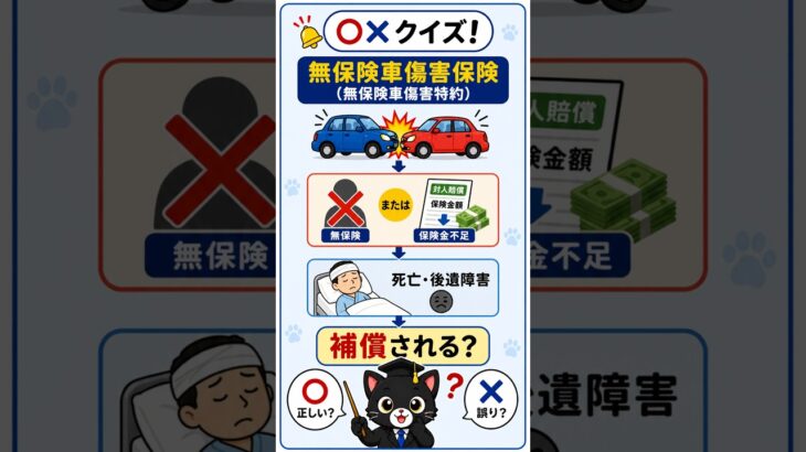 自動車保険vol.11　意外と間違える。試験によく出るポイントを黒猫先生がわかりやすく解説します！ #損害保険一般試験 #保険募集人試験 #保険クイズ #自動車保険 #黒猫先生#黒#損保#自賠責保険