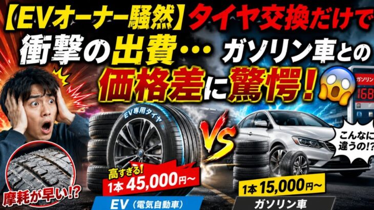 🔥💸【EVオーナー騒然】タイヤ交換だけで衝撃の出費…ガソリン車との価格差に驚愕！😱🛞