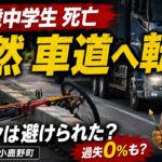 なぜ？転倒したのか？14歳中学生が車道へ転倒し大型トラックと衝突死亡｜運転手は回避できたのか？過失割合と刑事責任
