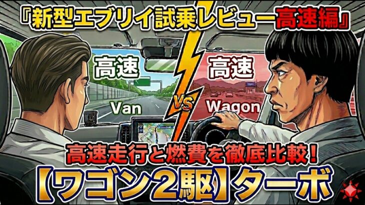 「新型エブリイ ワゴン 試乗レビュー高速編」エブリイ バン２駆ノンターボVSエブリイ ワゴン２駆ターボの走りの違いと実燃費を比較