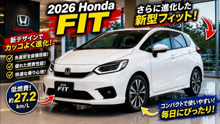 【速報】2026年新型ホンダ・フィット登場！進化したハイブリッド・最新安全装備・新デザインを徹底レビュー！