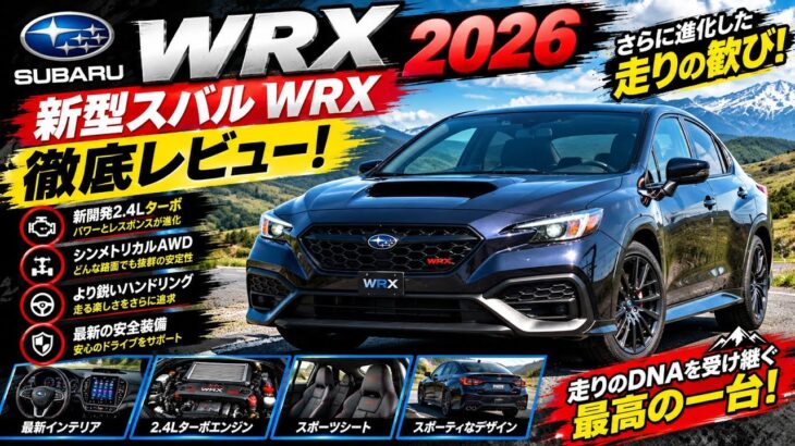 ついに解禁!2026年スバルWRX、衝撃の新型モデルを徹底レビュー【AJ AutoReviews】