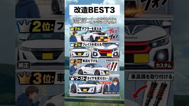 【S660】カスタムするとこ•しないとこ #S660 #ホンダ #カスタム #カスタム車 #カスタムカー #車高調 #エアロパーツ #シャコタン #タイヤ交換 #マフラー交換 #マフラー