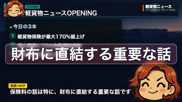 9/22夕方の軽貨物ニュース：保険料が一昨年比170%に高騰