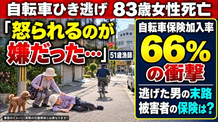 ５１歳男「怒られるのが嫌だった・・・」自転車ひき逃げで83歳女性死亡｜自動車保険「車外型」でも補償されない？