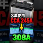 車検で交換推奨の3年バッテリー、充電したらCCA245A→308A