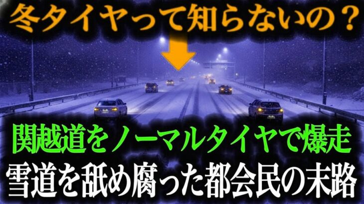 【超危険】都会の高級車が雪道で事故…タイヤ交換しない人の悲惨な末路【車解説】