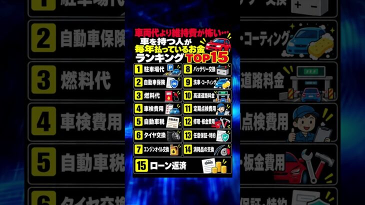 車の維持費ランキングTOP15