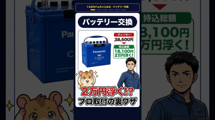 【知らないと大損】車のバッテリーを2万円安くプロに付けてもらう方法！冬の寿命サイン #Shorts #タイヤ交換 #automobile #自動車整備