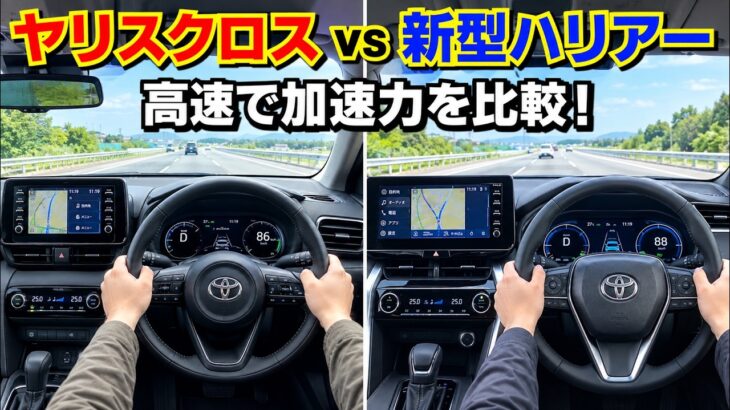 新型ハリアー vs 新型ヤリスクロス！高速道路でベタ踏み！加速力を比較した結果！トヨタ SUV 試乗