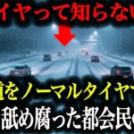 【超危険】都会の高級車が雪道で事故…タイヤ交換しない人の悲惨な末路【車解説】